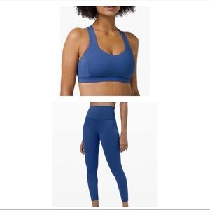 Lululemon Regatta Blue Set – Free To Be Serene Bra & Wunder Train 25” Leggings